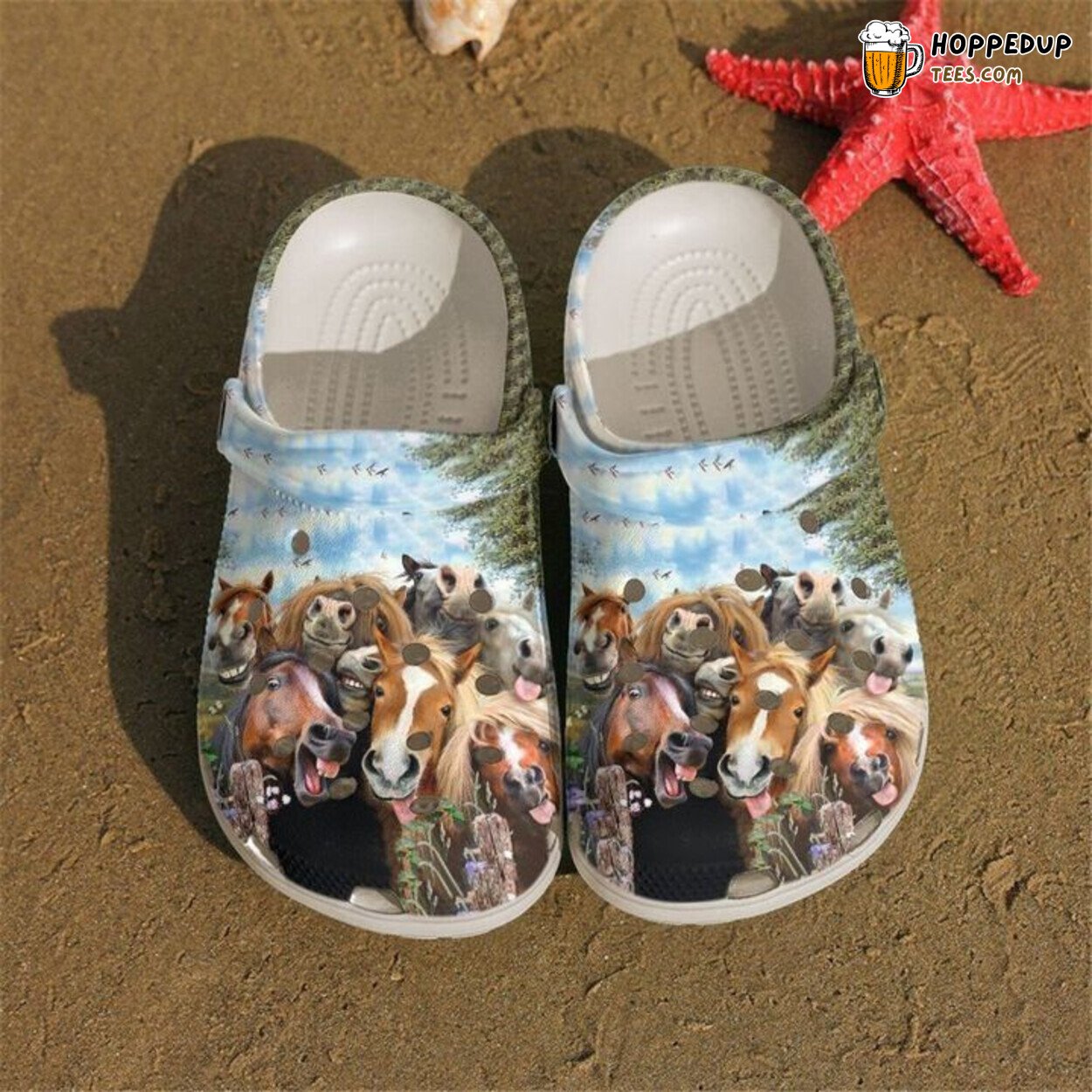 Horse Happy Theme Classic Comfortable Clogs Shoes Unique Equestrian Gift