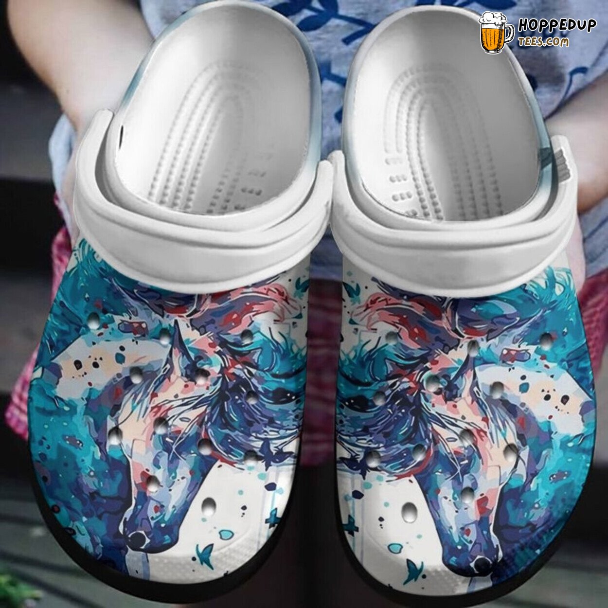 Horse Head Watercolor Birthday Gift Comfortable Unique clogs Shoes
