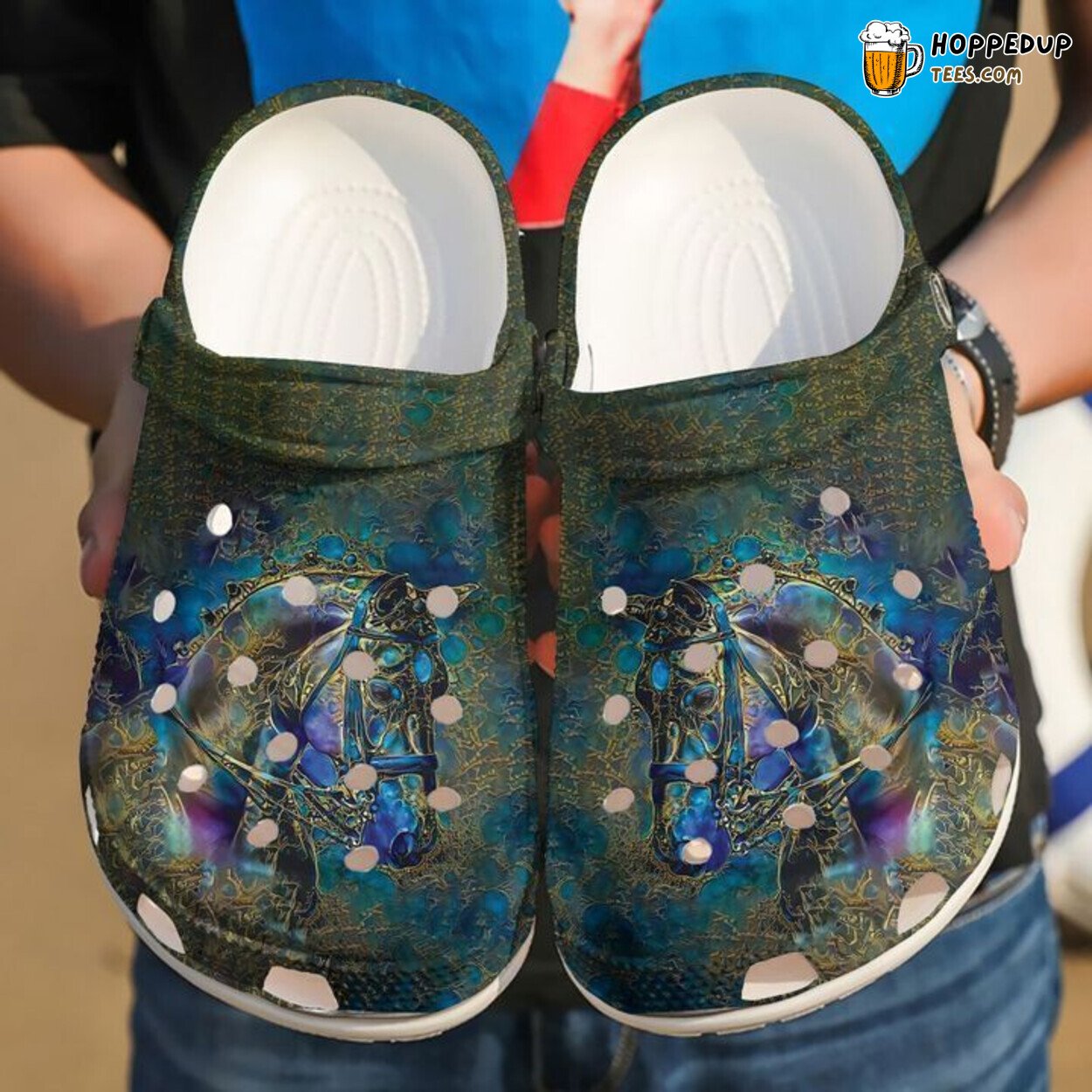 Horse Mystery Themed Comfortable Unique Rubber Clog Shoes Design
