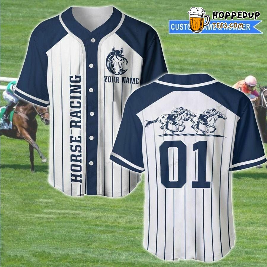 Horse Racing Theme Baseball Jersey Unique Personalized Distinctive Design