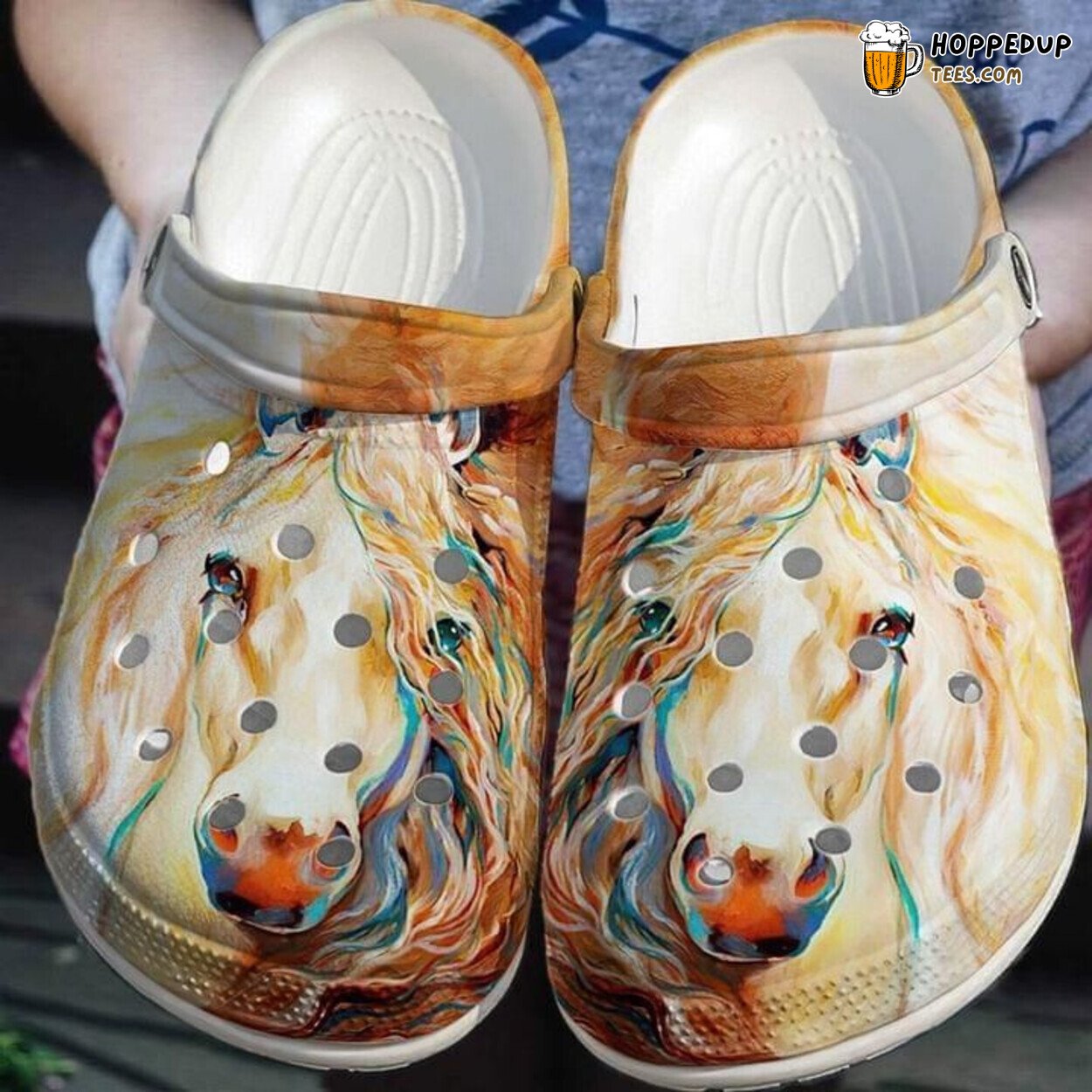 Horses Colorful Design Rubber Clog Shoes Comfy Footwear for Animal Lovers