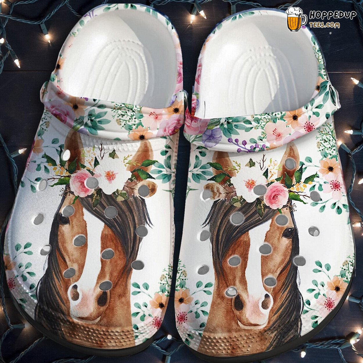 Horses Flower Custom Beach Shoes Funny Horse Girl Christmas Women’s Gift