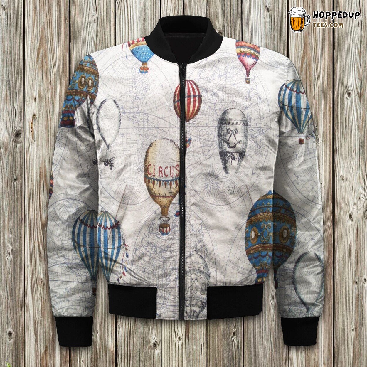 Hot Air Balloon Handraw Color Bomber Jacket