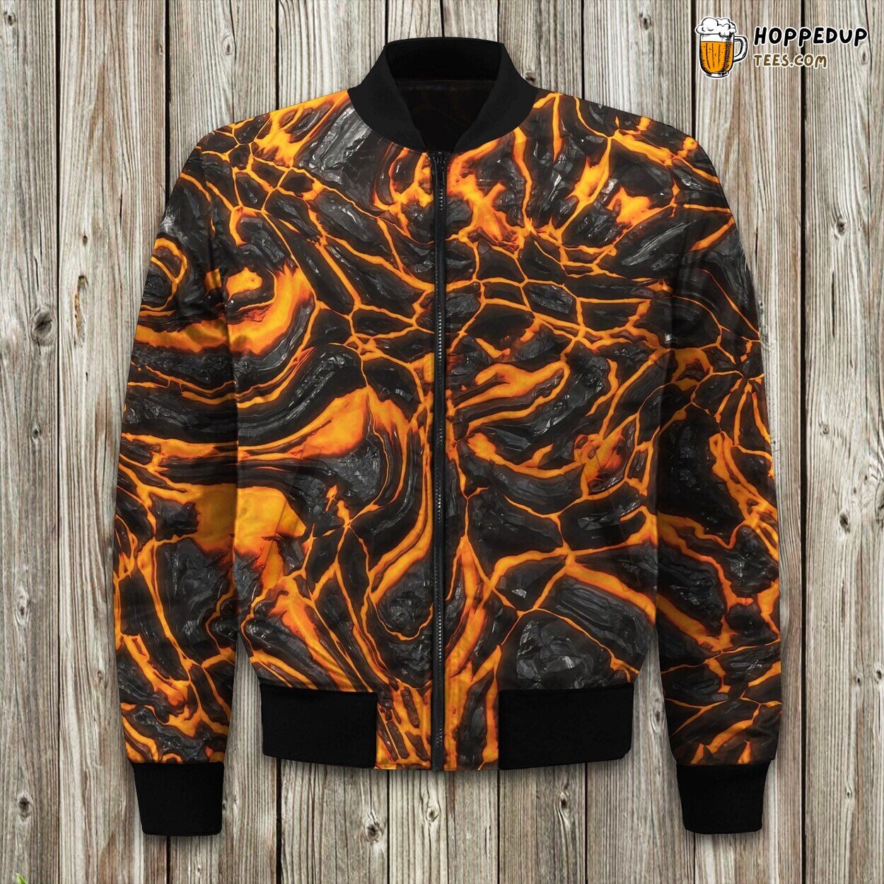 Hot Volcanic Lava Pattern Fashion Soft Bomber Jacket