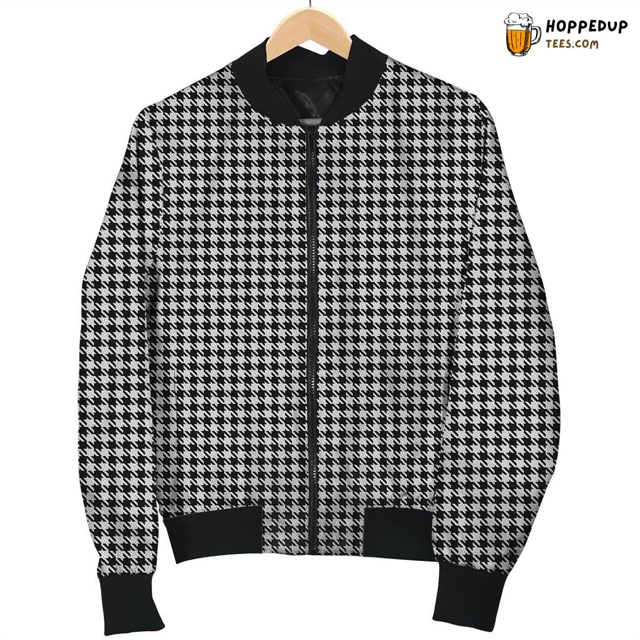 Houndstooth Black Bomber Jacket