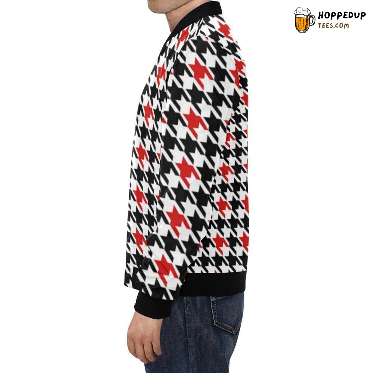 Houndstooth Classic Print Bomber Jacket Men’s Authentic Timeless Fashion Wear