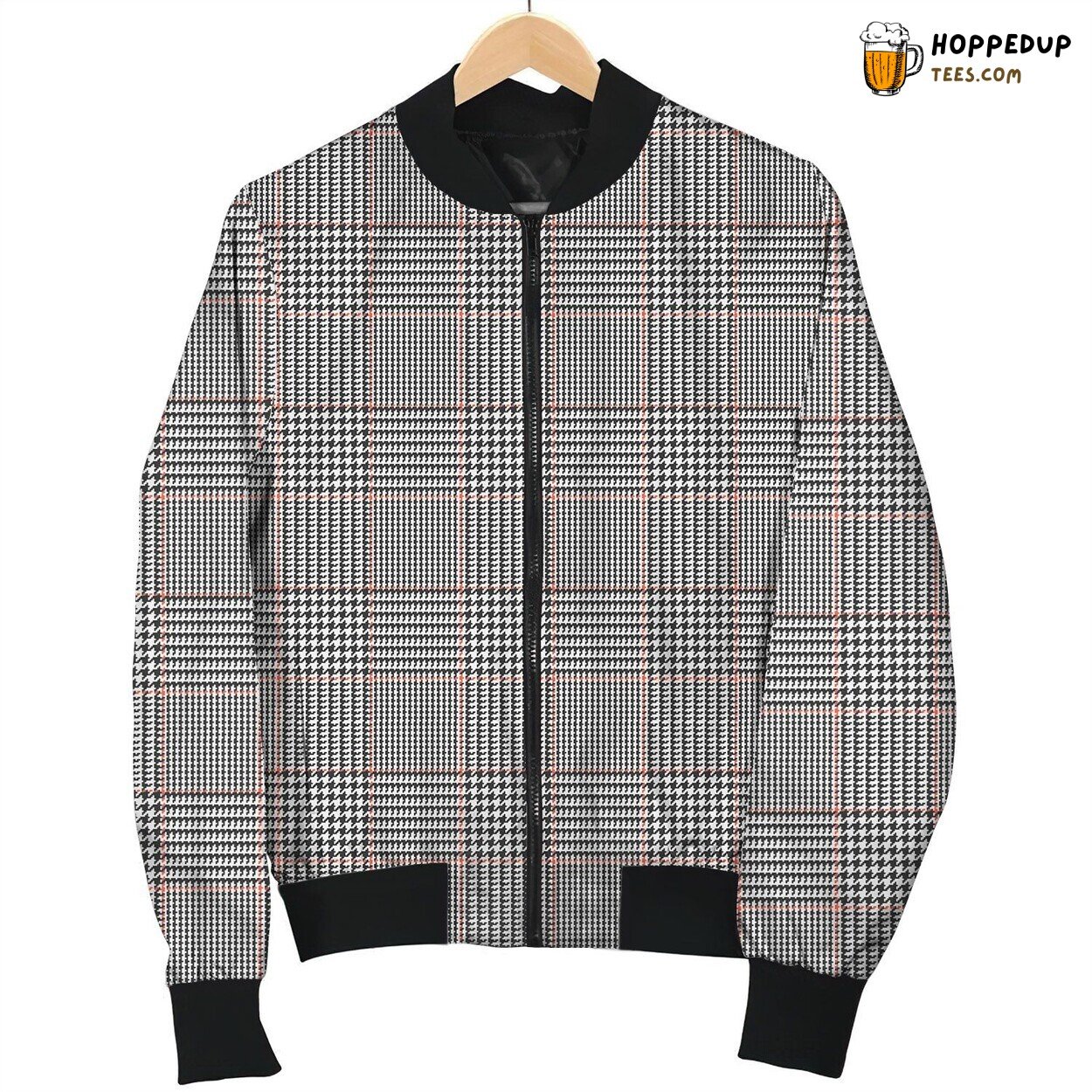 Houndstooth Grey Red Wonderfull Bomber Jacket