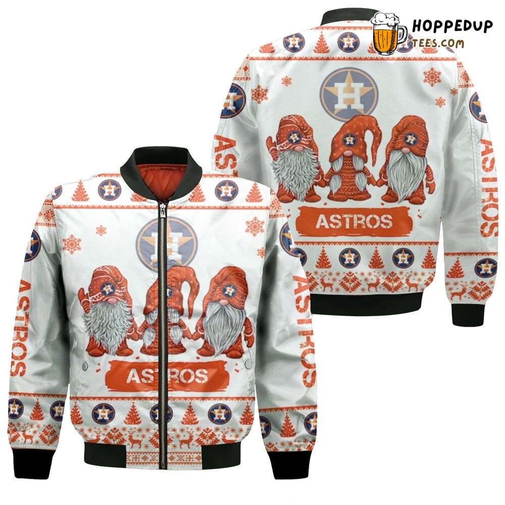 Houston Astros MLB Christmas Gnomes Festive Bomber Jacket Look