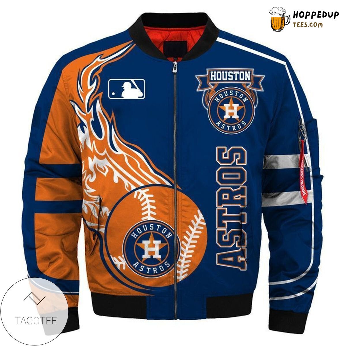 Houston Astros MLB Stylish Navy Fan Base Bomber Jacket Trim