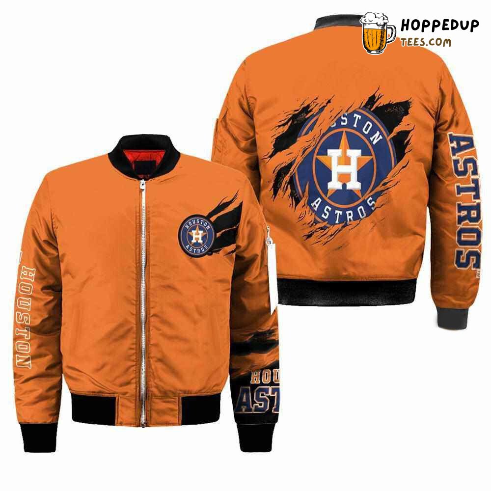 Houston Astros Vibrant Orange Colorway MLB Bomber Jacket Edge