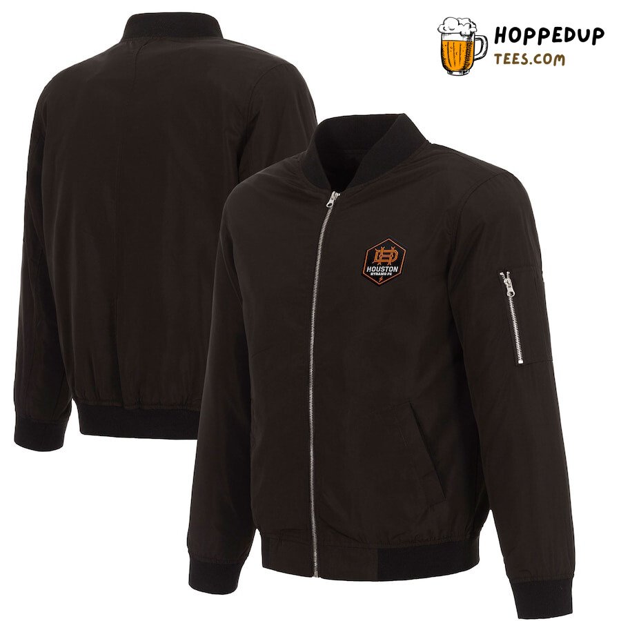 Houston Dynamo MLS Sleek Black Support Bomber Jacket Edition Houston Dynamo MLS Sleek Black Support Bomber Jacket Edition