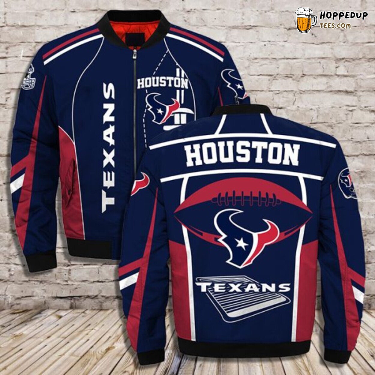 Houston Texans 3D Printful Design Exclusive Bomber Jacket Sporty Series
