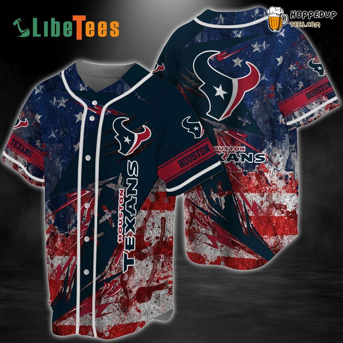 Houston Texans American Flag Graphic Baseball Jersey Style