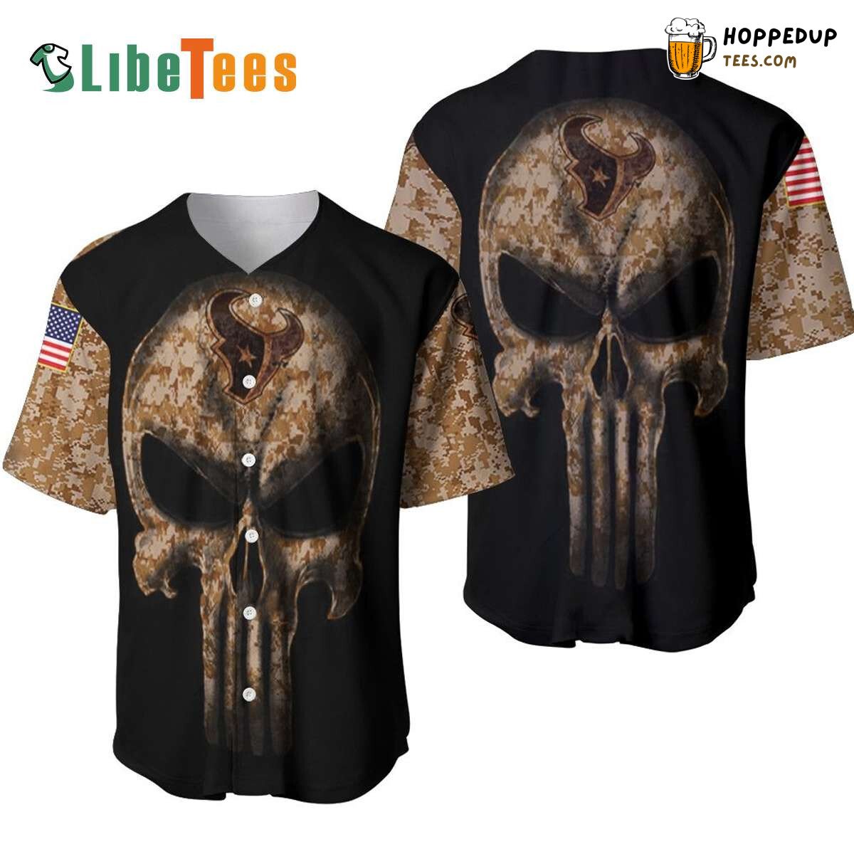 Houston Texans Baseball Jersey Camouflage Skull Perfect Gifts For Your Loved Ones Jersey Shirt