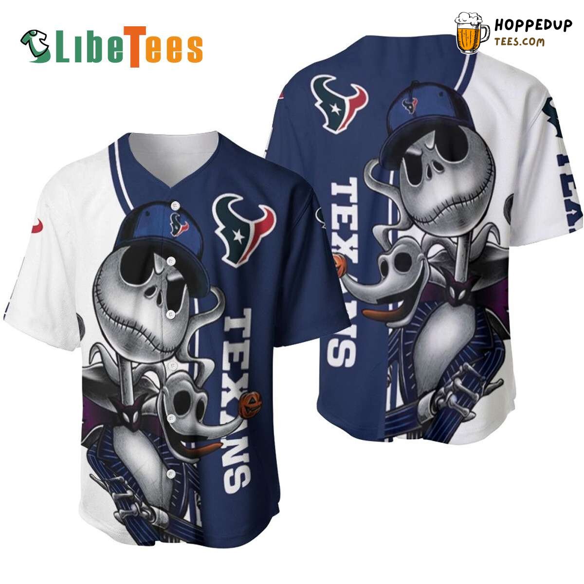 Houston Texans Baseball Jersey Jack Skellington Zero Theme Gift