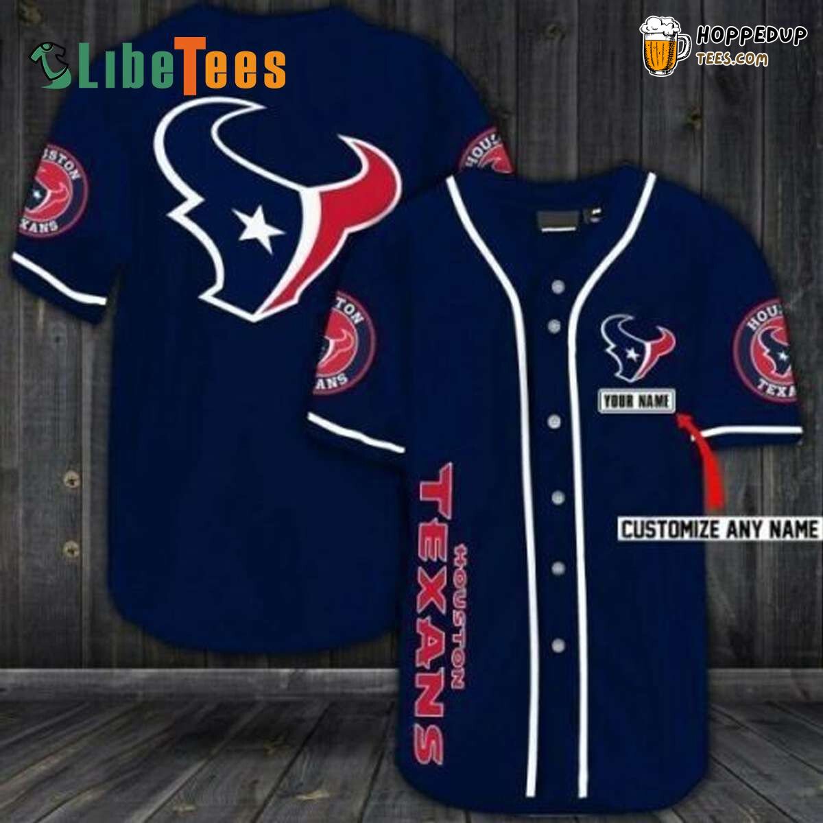 Houston Texans Baseball Jersey Simple Navy Blue Elegance