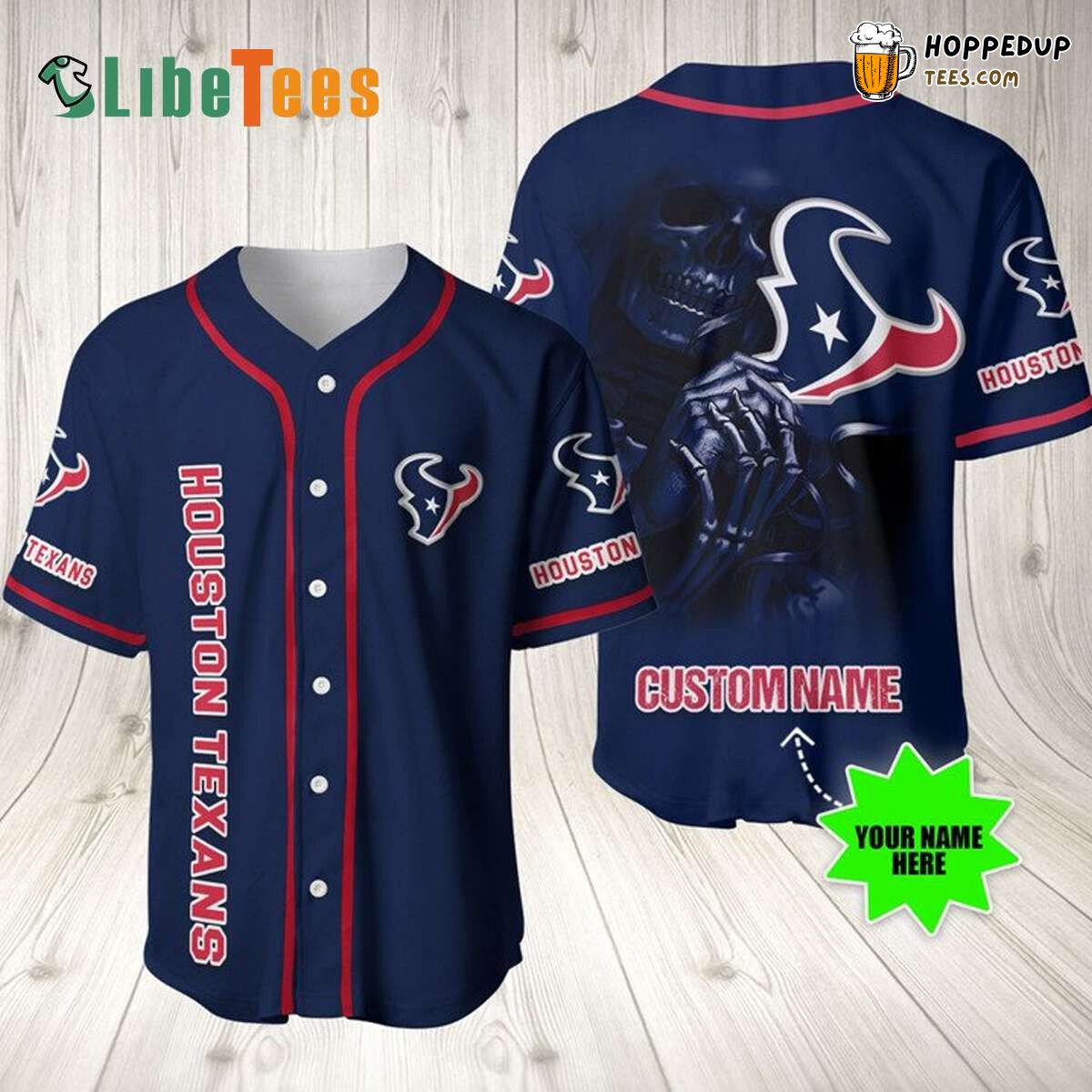 Houston Texans Baseball Jersey Skull Holds Logo Perfect Gifts For Your Loved Ones Jersey Shirt
