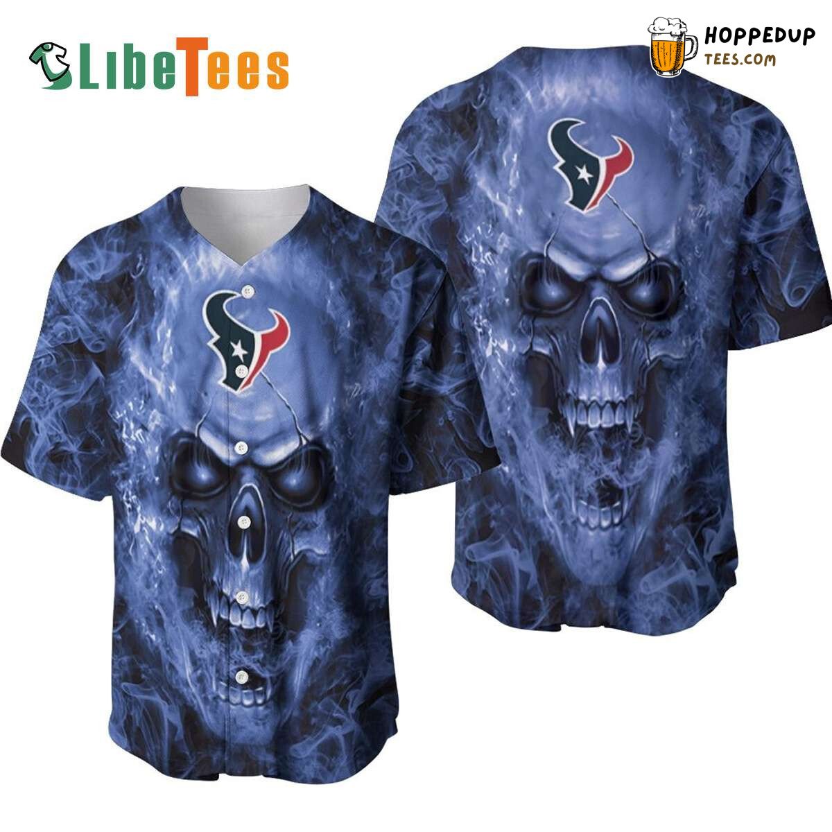 Houston Texans Baseball Jersey Skull In Flame Perfect Gifts For Your Loved Ones Jersey Shirt