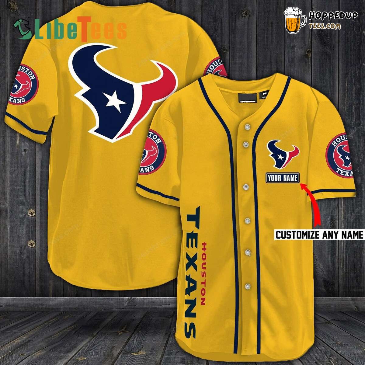 Houston Texans Baseball Jersey Vibrant Simple Yellow Design