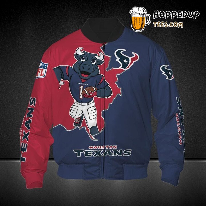 Houston Texans NFL Blue Red Distinct Fan Bomber Jacket Design