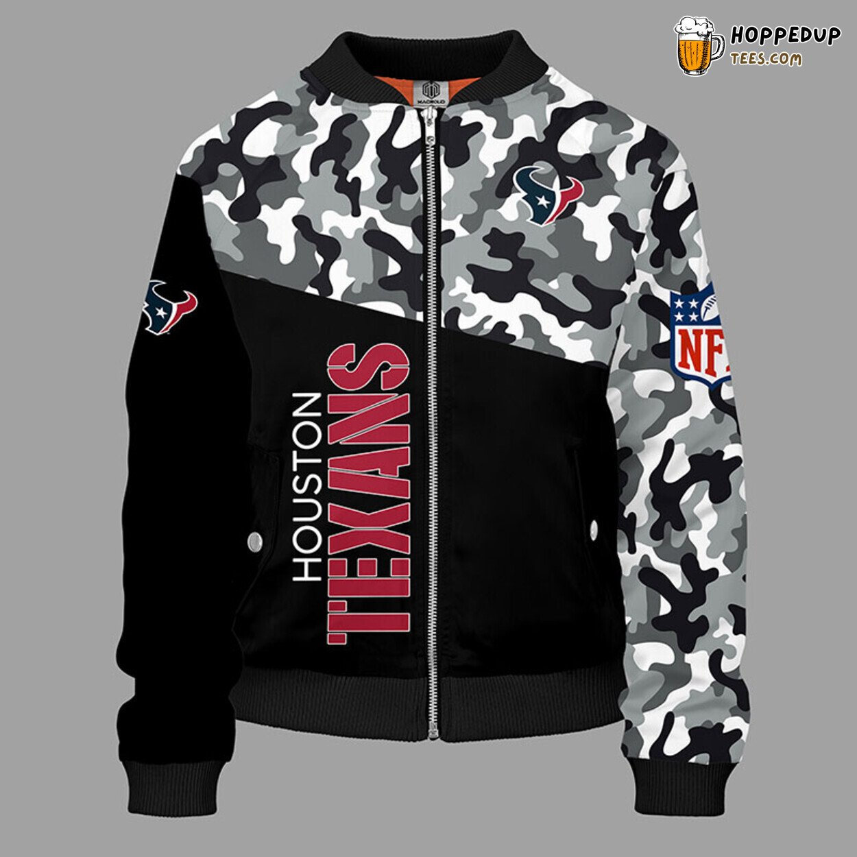 Houston Texans NFL Camouflage Red Distinct Bomber Jacket Theme