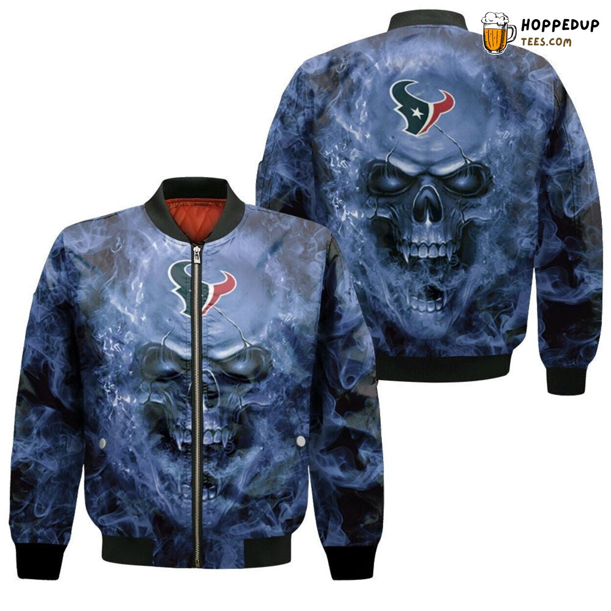 Houston Texans Nfl Fanatic Skull Super Bowl Distinctive Bomber Jacket