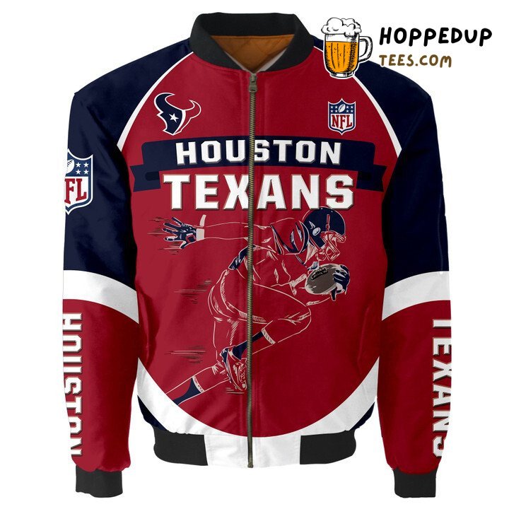 Houston Texans NFL Red Blue Urban Chic Bomber Jacket Workmanship