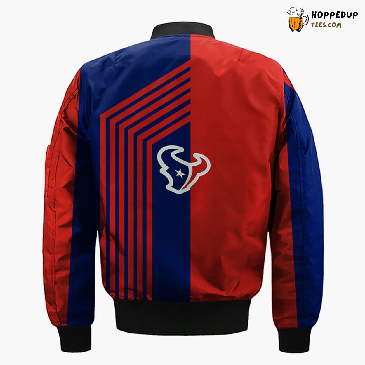 Houston Texans NFL Unisex Bomber Jacket Blue Red Skull Design