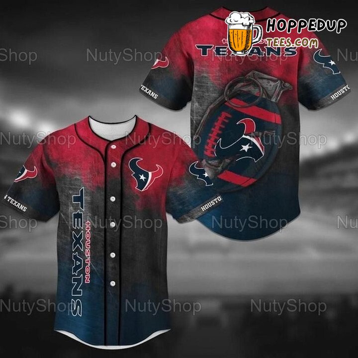 Houston Texans Red Blue Unisex Baseball Jersey Texas Strong Contrast
