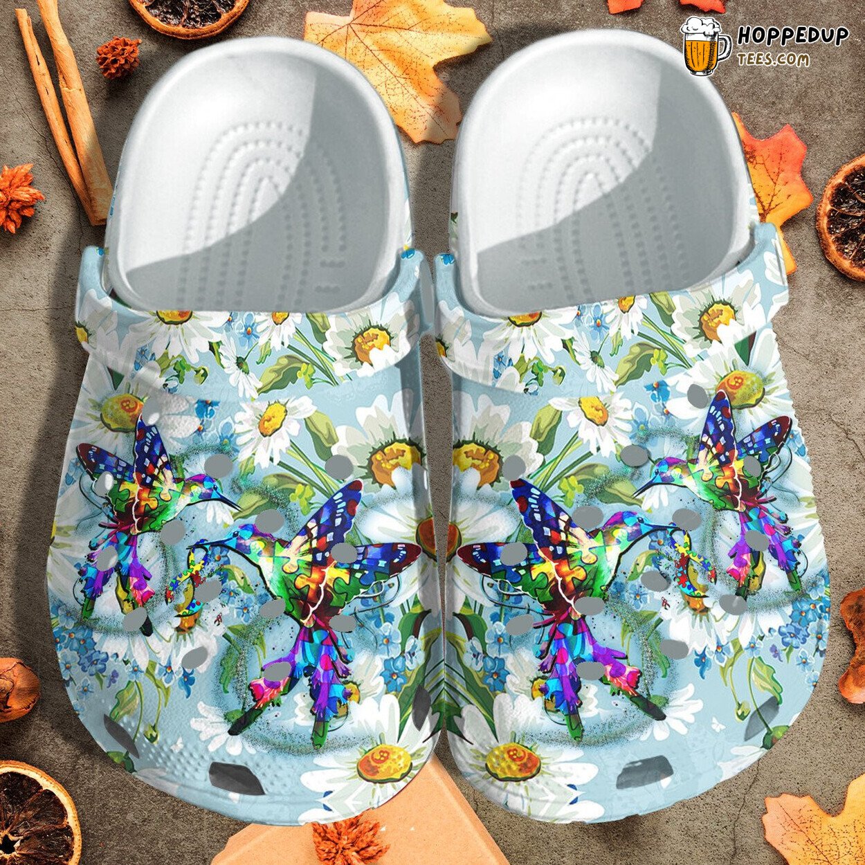 Humming Birds Autism Daisy Flower Style Shoes Awareness Women Girl