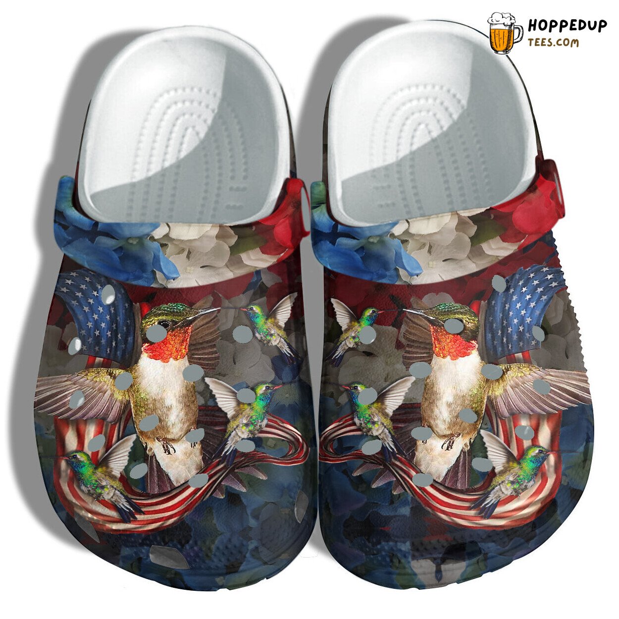 Hummingbird America Flag Shoes Women Flowers Love 4th July Birthday
