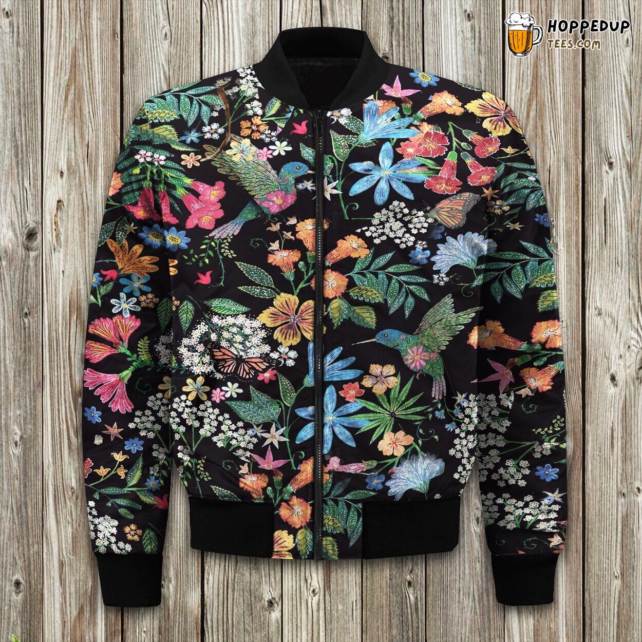 Hummingbird Bird Christmas Edition Winter Bomber Jacket Tailored