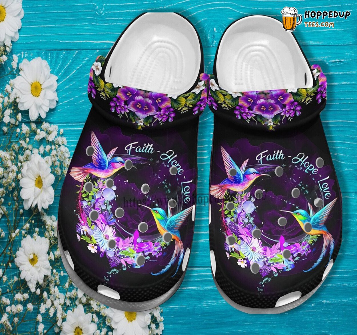 Hummingbird Faith Love Hope Croc Shoes Mother’s Day Hummingbird Flower Gift