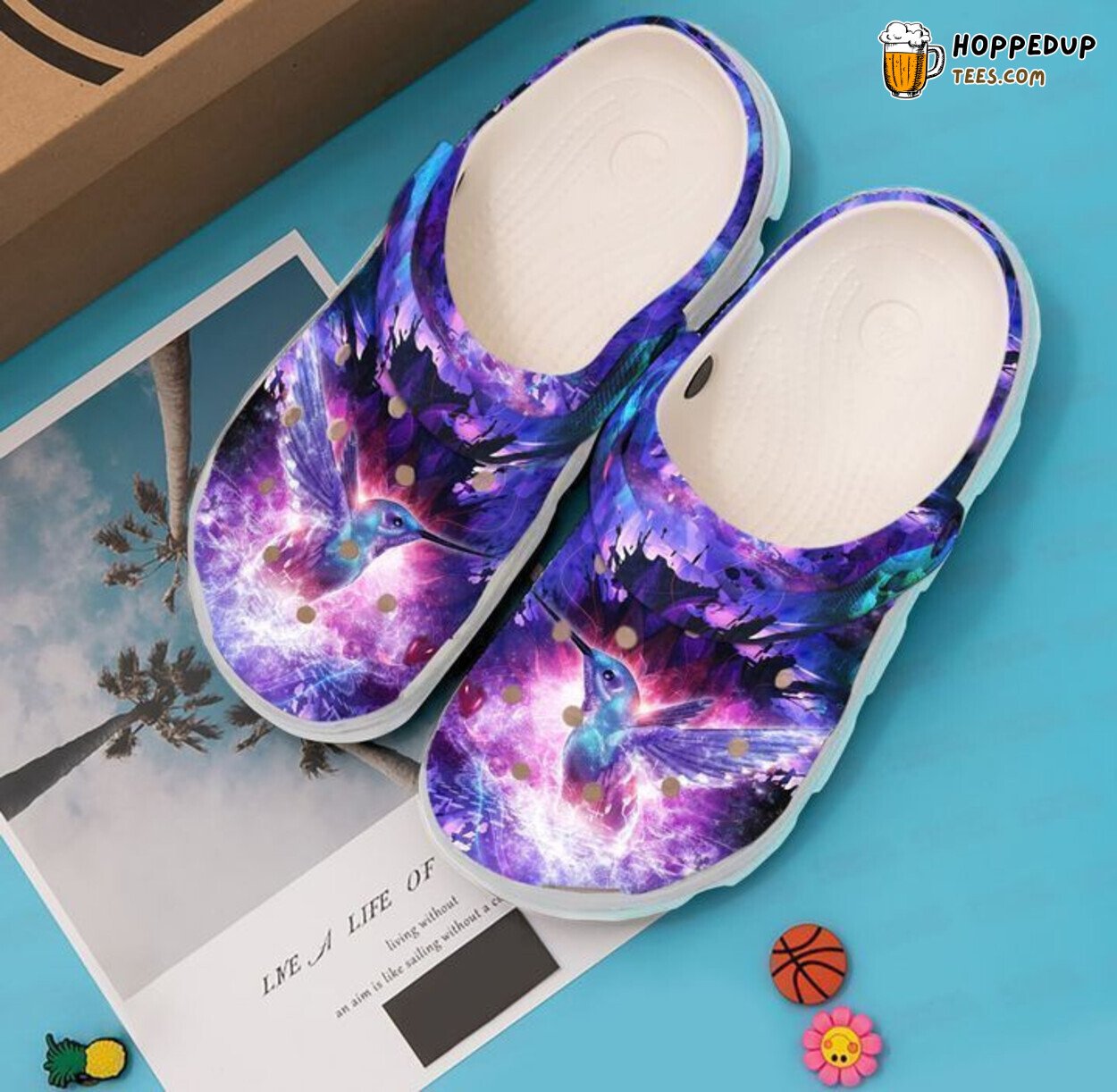 Hummingbird Galaxy Themed Classic Comfortable Clogs Shoes Unique Nature Design