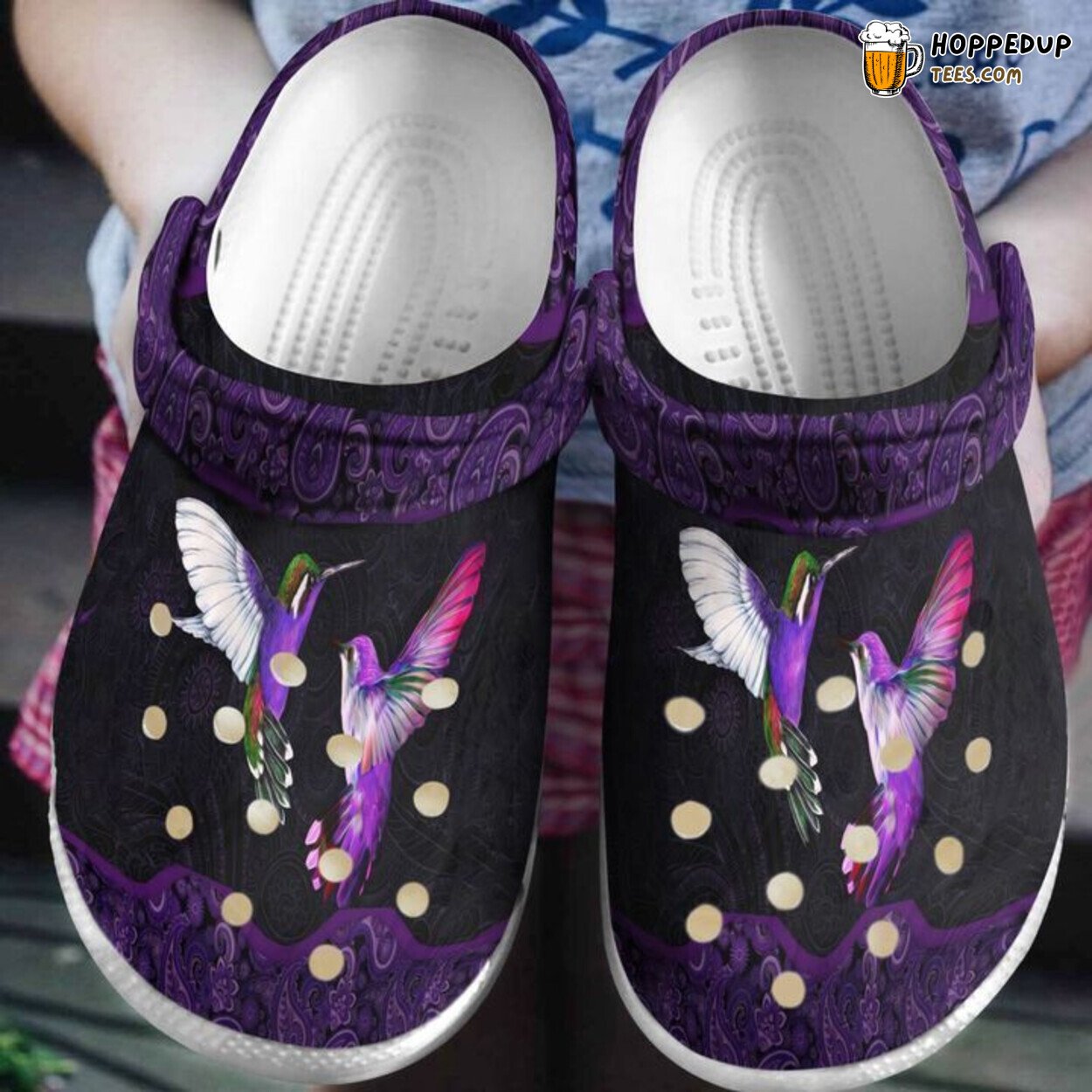 Hummingbird Purple Mandala Classic Comfortable Unique Clogs Shoes