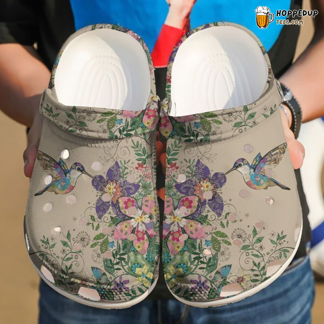 Hummingbird Quilting Theme Classic Comfortable Clogs Artistic Design Shoes