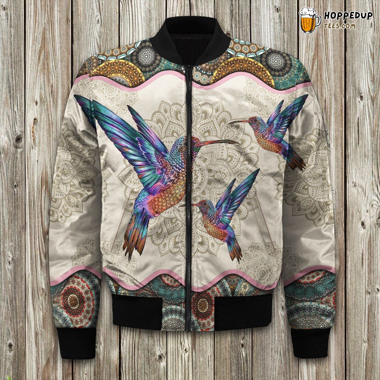 Hummingbird Vintage Mandala Sky Bomber Jacket