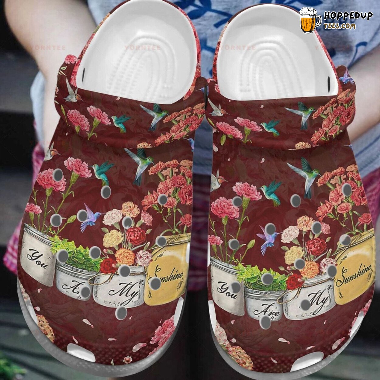 Hummingbird You Are My Sunshine Themed Rubber Clog Shoes Comfy Gift