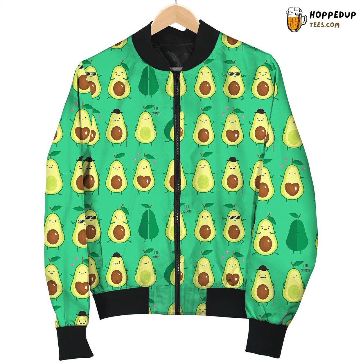 Humorous Avocado Print Winter Bomber Jacket Tailored Precision Craftsmanship