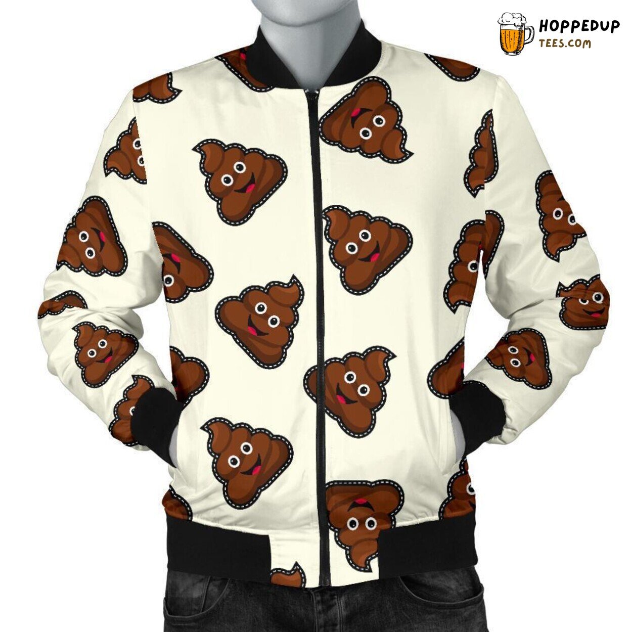 Humorous Emoji Poop Men’s Bomber Jacket Unique Design Pattern Showcase Art