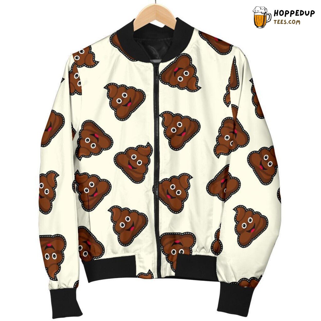 Humorous Emoji Poop Men’s Bomber Jacket Unique Design Pattern Showcase Art