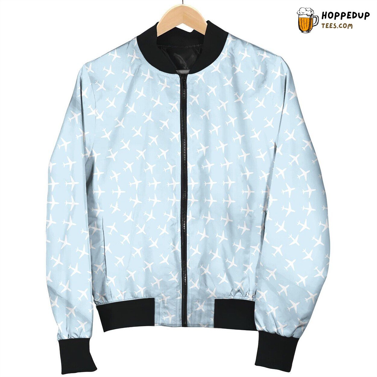 Humorous Seamless Fan Shaped Pattern Bomber Jacket