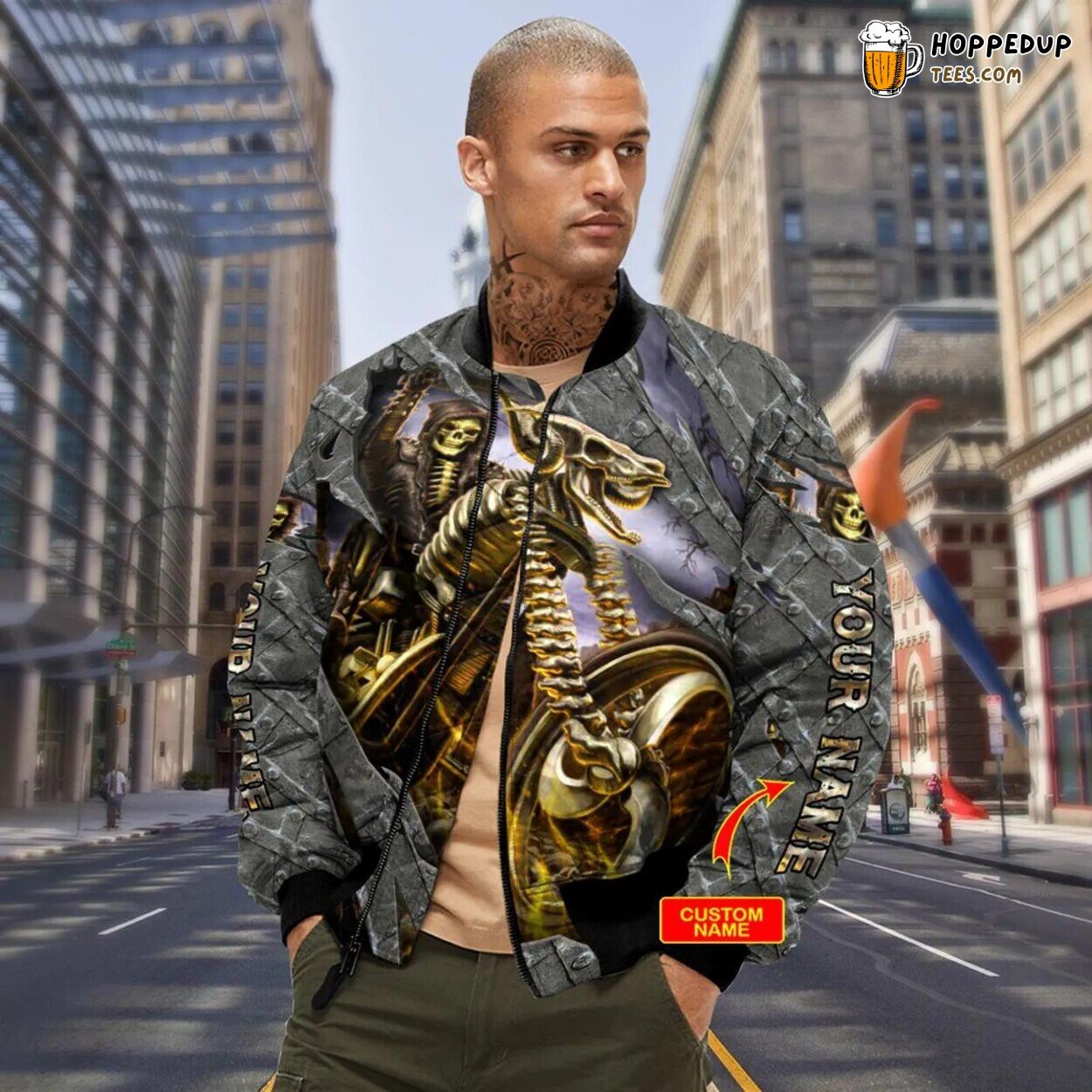 Hunter Skull Motorcycle Exclusive Bomber Jacket 3D Viking Print Clothing