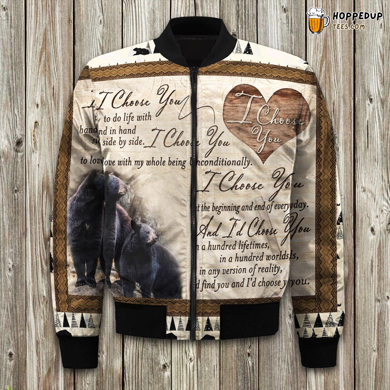 Hunting Black Bear Couple I Choose You Bomber Jacket