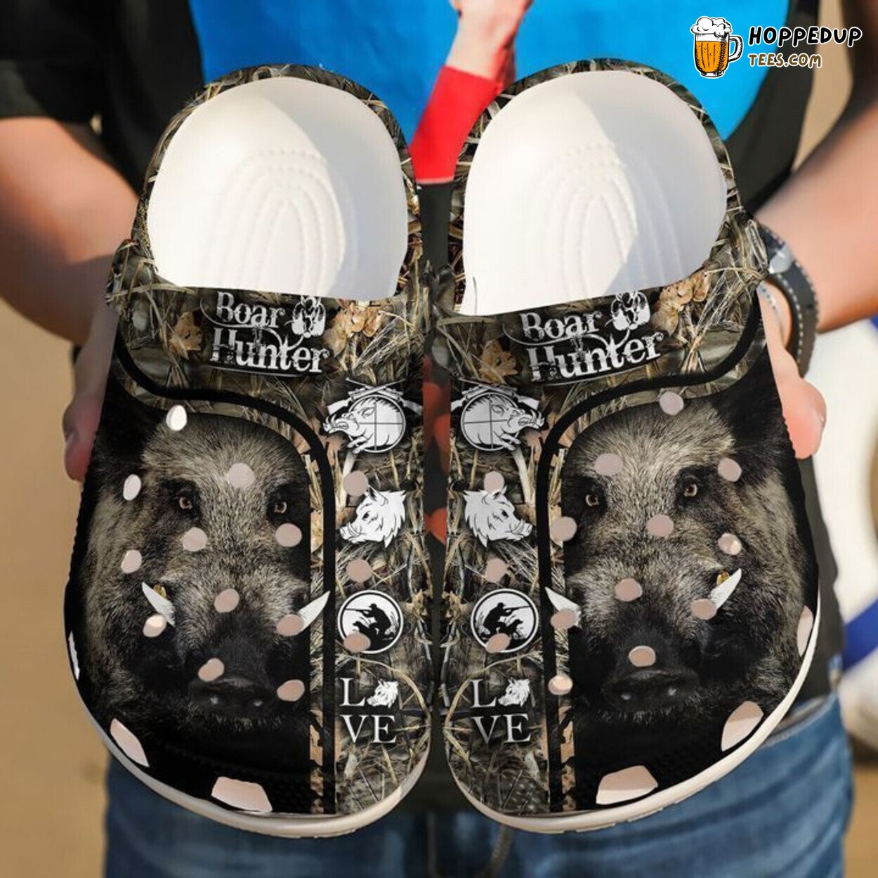 Hunting Boar Lovers Theme Classic Durable Clogs Outdoor Adventure Shoes