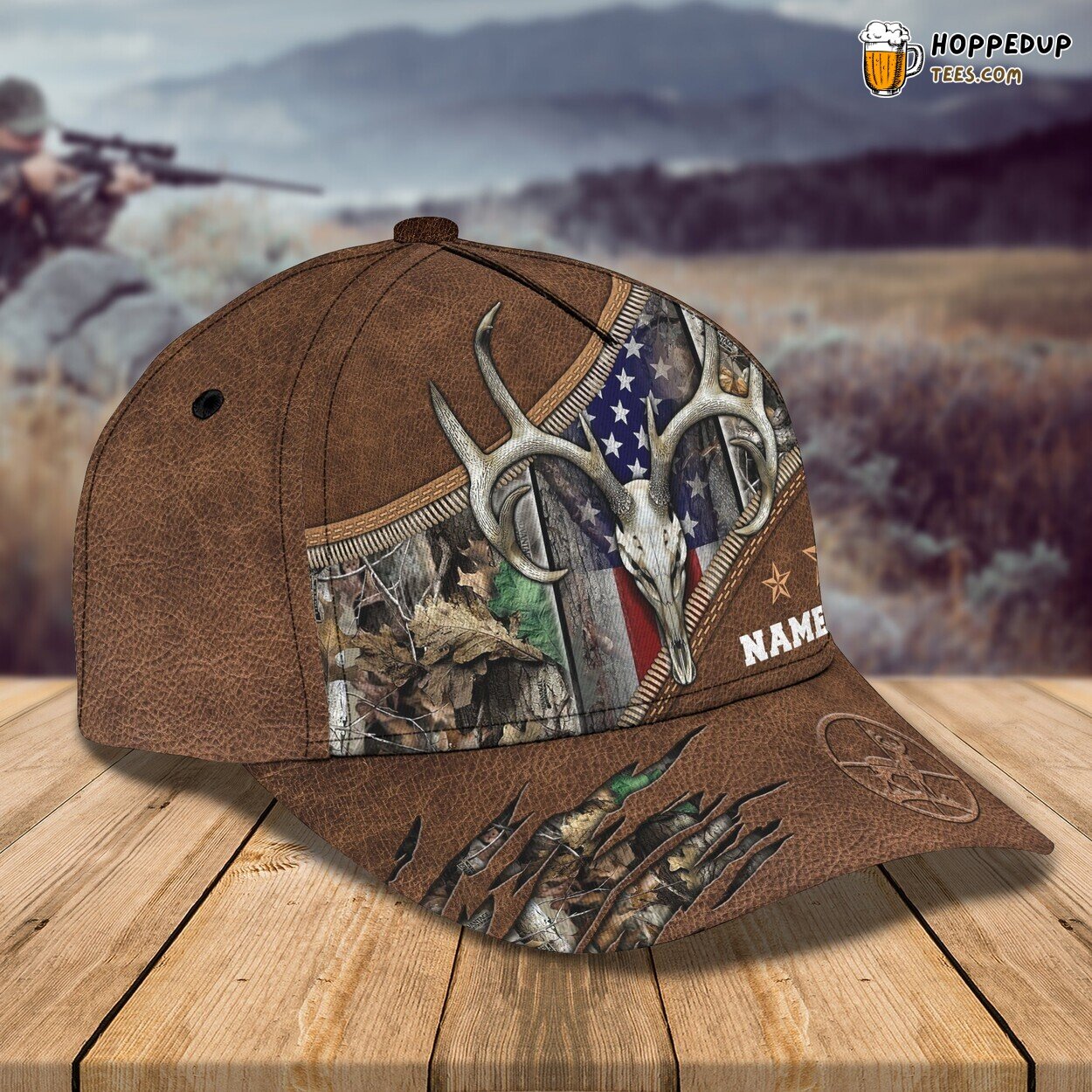 Hunting Classic Design 3D Cap Personalized Name Unique Premium Authentic Look Hunting Classic Design 3D Cap Personalized Name Unique Premium Authentic Look
