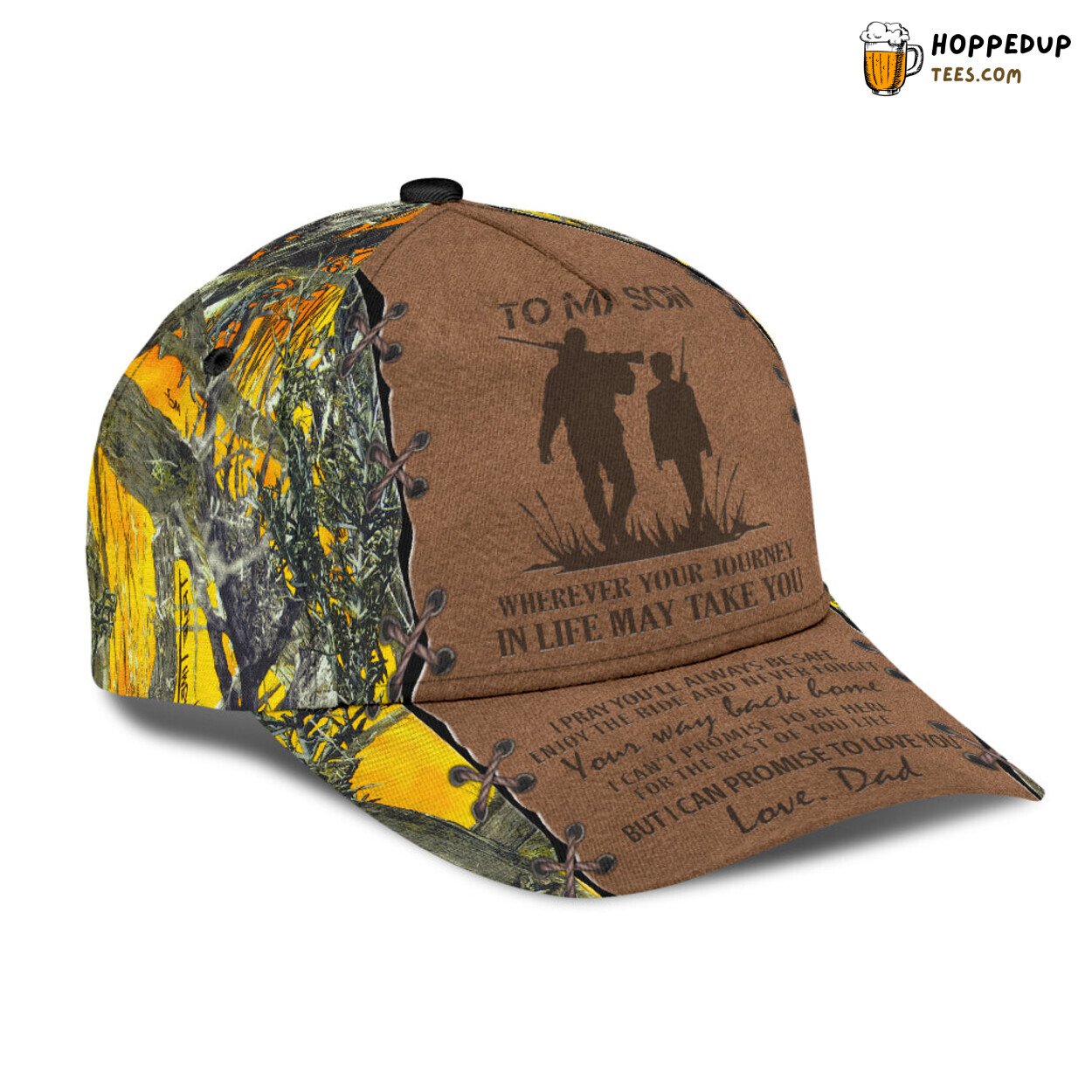 Hunting Dad Baseball Cap Yellow Camo Design To My Son Tribute Hat