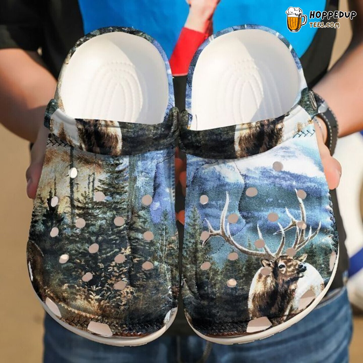 Hunting Deer Classic Themed Comfortable Unique Clogs Shoes Style