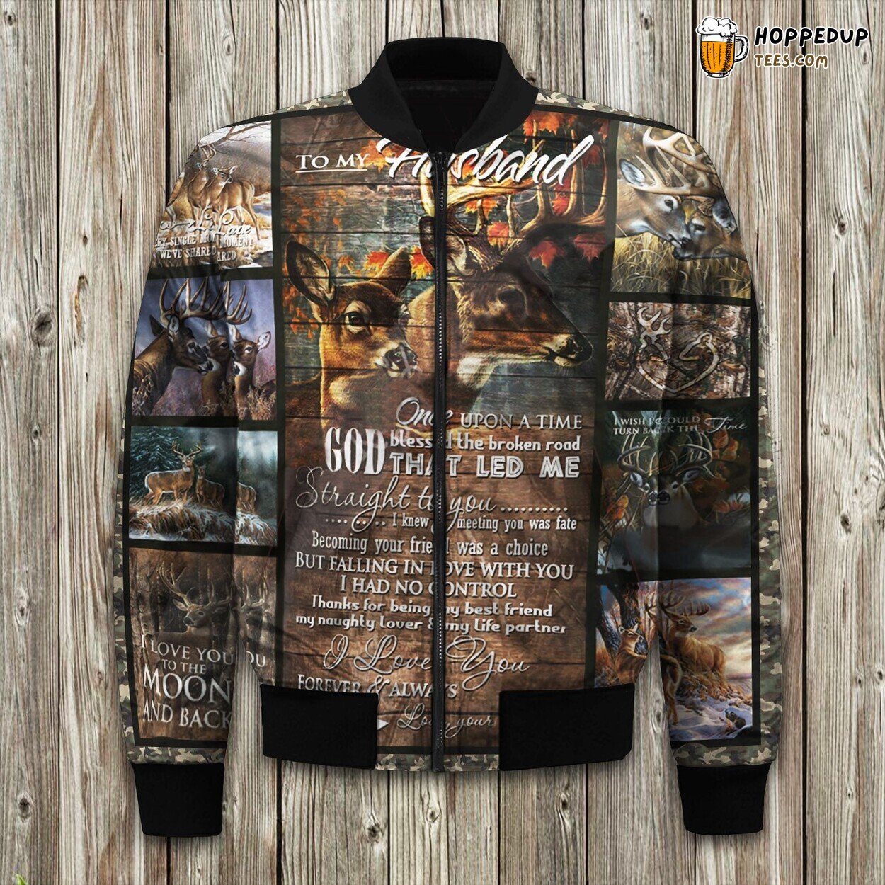 Hunting Deer Love My Husband Bomber Jacket