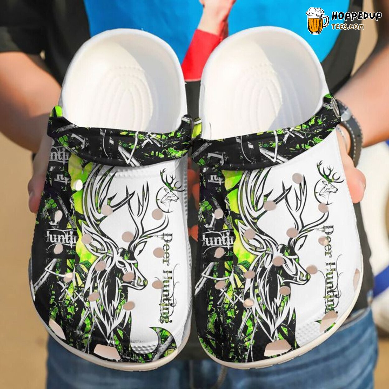 Hunting Deer Themed Comfortable Rubber Clogs Outdoor Inspired Shoes